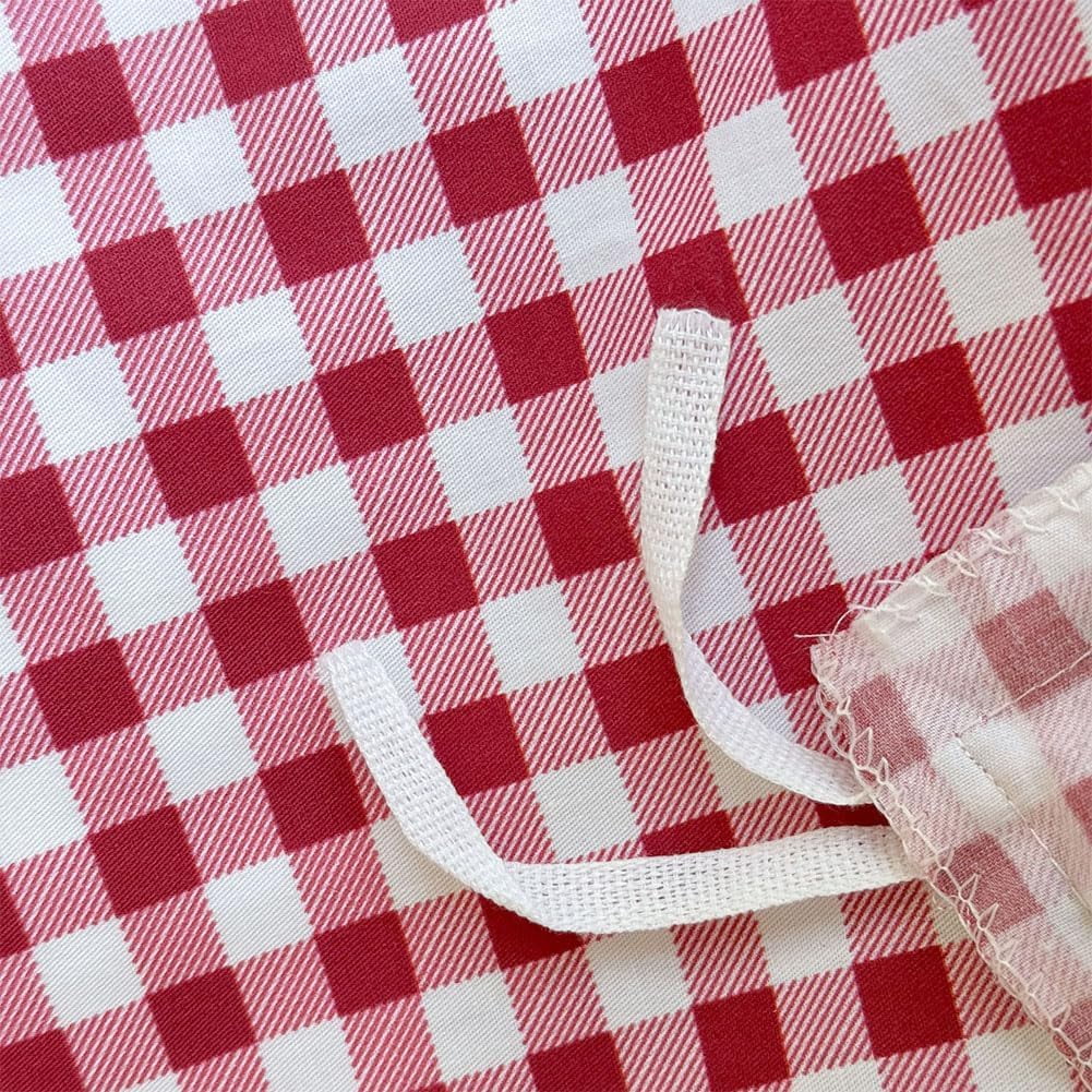 Red Gingham Ruffle Duvet Cover Twin Size, 2 Pieces Soft Pre-Washed Microfiber Checked Plaid Comforter Cover Set, Vintage Farmhouse Bedding Set(Red Gingham, Twin 68"x90")