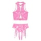 thumbnail image 5 of Conjunto de lencería Sexy de charol para mujer, ropa de discoteca de látex, Top corto sin mangas con cordones en la parte delantera y liguero con hebilla sin entrepierna, 5 of 5