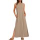 thumbnail image 1 of Vestido de Verano de Longitud de Rodilla para las Mujeres sin Mangas Vestido de Playa Casual Sólido con Cuello en V, Vestido Casual con Cuello en V para las Mujeres, 1 of 9