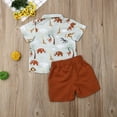 thumbnail image 5 of Douhoow Toddler Boy Clothing Set Summer Baby Boys Gentleman Style Short Sleeve Cartoon Shirt Shorts, 5 of 7