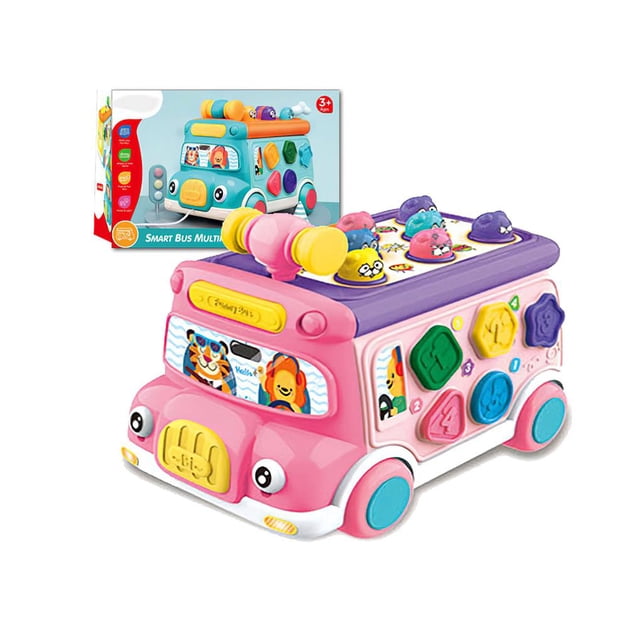Juguete De Autobús, Juguetes De Aprendizaje Musical Para Bebés Con Luz De Sonido, Reloj De Juguete De Juego Whack-A-Mole, Regalo De Educación Temprana Para Niños Pequeños Y Niñas Yuarrent FN003499-02