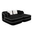 thumbnail image 6 of Aukfa 77" Double Chaise Sleeper Sofa, 2-Piece Modular Sectional, Teddy Velvet, Black, 6 of 10