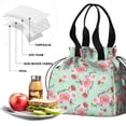 thumbnail image 4 of Pioneer Flower Floral Print Pattern Drawstring Lunch Bag Women - Drawstring Lunch Bag Insulated for Work Office - Stain-Resistant Large Lunchbags for Women with Multi-Pockets, 4 of 6
