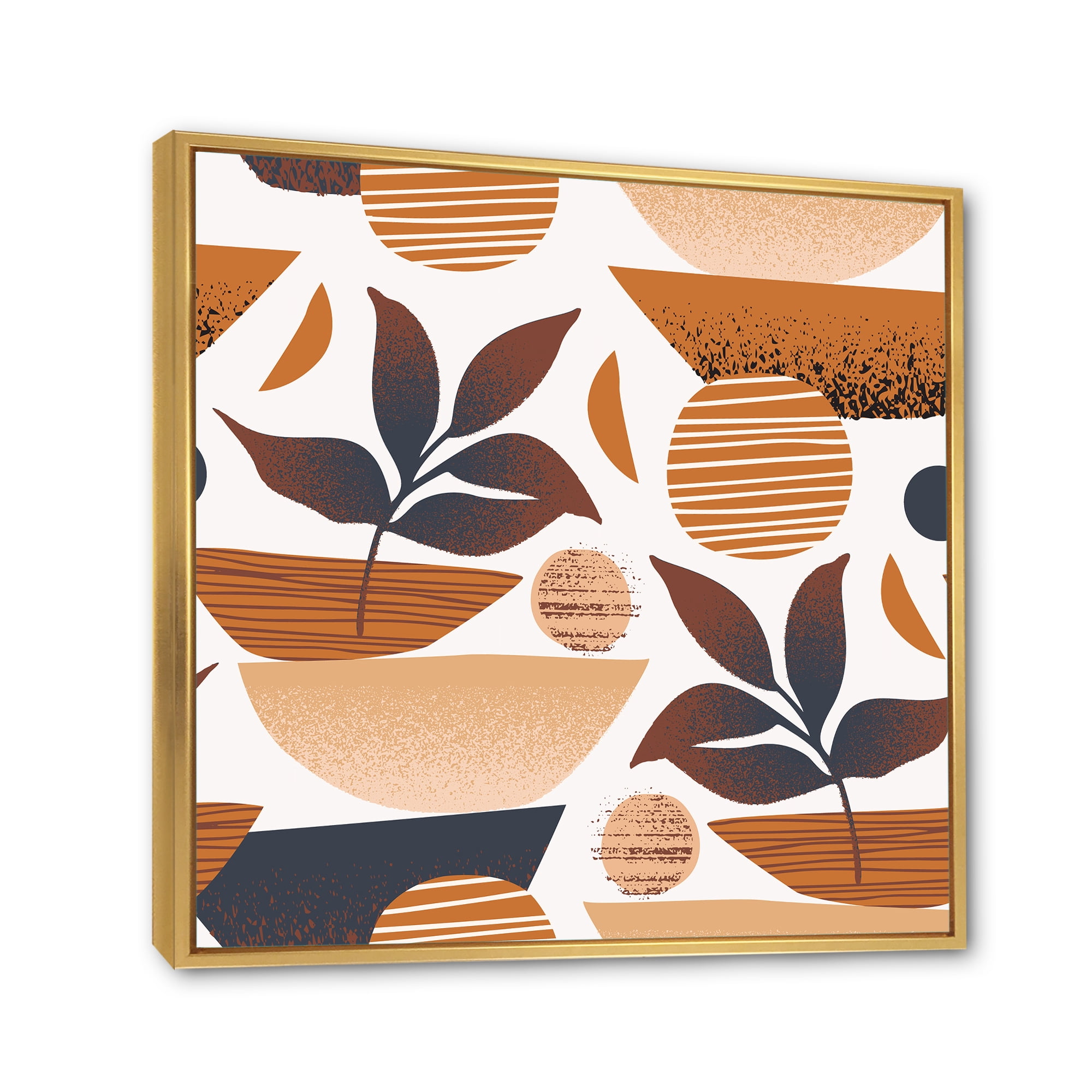 Designart 'Tropical Leaf Silhouettes and Shapes on White' Modern Framed Canvas Wall Art Print