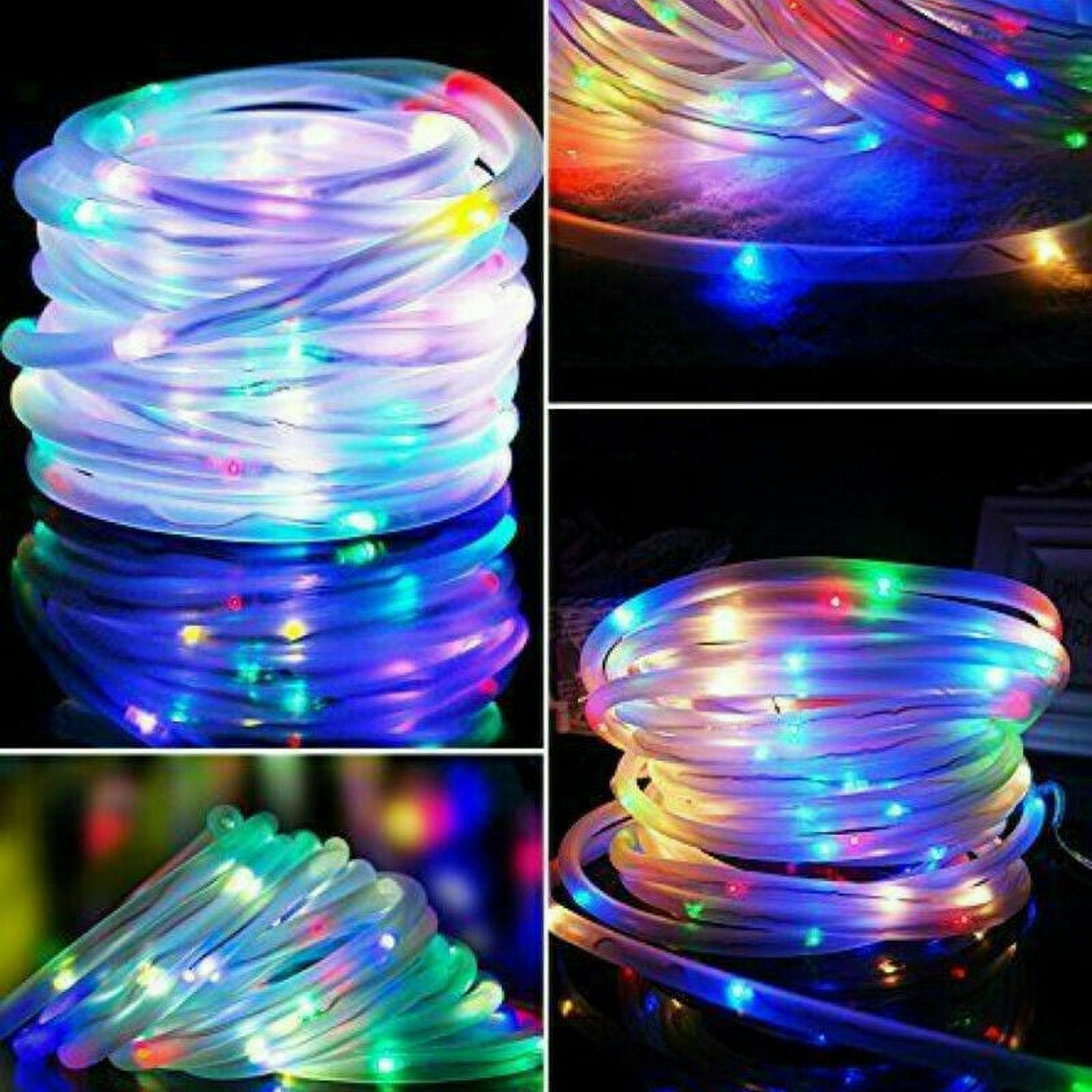 ZOELNIC 73ft 200LEDs Christmas Solar Powered Rope Tube String Lights Strip Outdoor Garden Xmas Tree Holiday Decor Fairy Lights, Mix-color