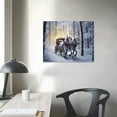 thumbnail image 3 of Nawypu  Horse Drawn Sleigh Canvas Print Snowy Winter Scene Light Up Wall Art with Cardinals, 3 of 4