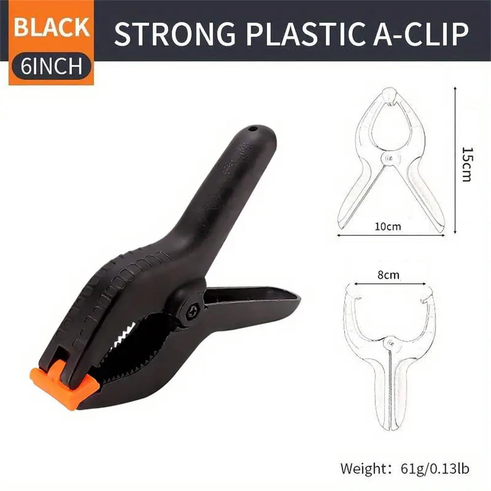 10pcs Ratchet Bar Clamp 2/3/4/6/9 Inch Woodworking A-Clip Black Wood Working Clip Plastic DIY Ergonomic Grip for Crafts Photography