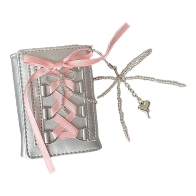 Bolso compacto para mujer, y versátil, con compartimentos para tarjetas, perfecto para viajes y eventos. con colgante de lazo