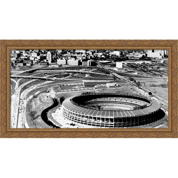AtlantaFulton County Stadium 40x22 Large Gold Ornate Wood Framed Canvas Art - Home of the Atlanta Braves