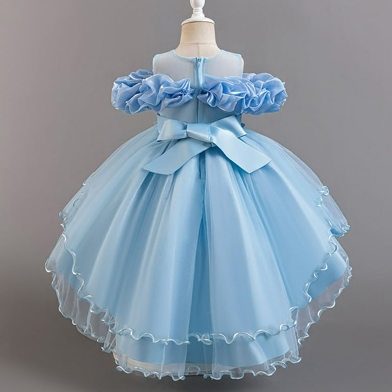Cathalem Spring Dresses for Girls Girls Lovely Dresses Casual Graphic Dress  Cute Playwear Outfits (Blue,5-6 Years) - Walmart.com