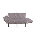 thumbnail image 2 of Flamingo Futon Couch, Chevron Zigzags Background with Tropical Forest Birds, Daybed with Metal Frame Upholstered Sofa for Living Dorm, Loveseat, Salmon Pale Grey, by Ambesonne, 2 of 4