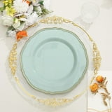 Efavormart 10 Pack | 10" Jade / Gold Scalloped Rim Plastic Dinner Plates, Disposable Party ...