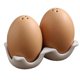 thumbnail image 1 of Ceramic Salt and Pepper Shaker Set, Mini Brown Egg Shaped Shakers with Carton Design Holding Stand, 1 of 5