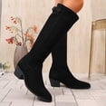 thumbnail image 5 of Women's Over the Knee Boots Stretchy Black Thigh High Boots Slimming Block Heel Platform Riding Boots Minimalist Fashion High Heel Boots Black 9(42), 5 of 8