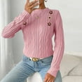 thumbnail image 5 of Vivianyn HD Women's Floral Applique Cable Knit Sweater, Crew Neck Casual Pullover,Pink,Size S-XL, 5 of 6