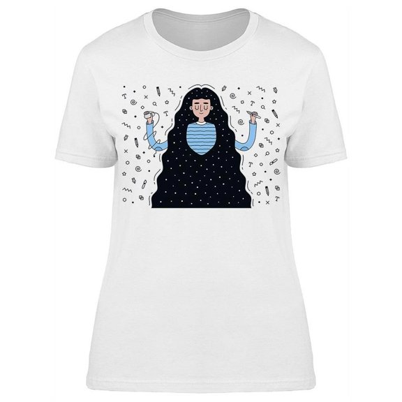 Woman Designer W/Long Hair T-Shirt Women -Image by Shutterstock, Female Large