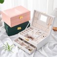 thumbnail image 2 of Minnieouse Caja de almacenamiento de joyas Contenedor Hogar Pendientes universales Collares Anillos Pulseras Cajón Organizador Vitrina Ropa, zapatos y accesorios Miscelánea Rosado 20*16*10 CM Minnieouse AP016114-01, 2 of 6