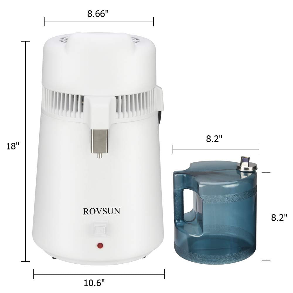 ROVSUN【Upgraded】1.6 Gallon/6L Countertop Home Water Distiller  with Flame-retardant Material, BPA-Free Container & Stainless Steel Interior, Distilled Water Maker Purifier