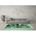 thumbnail image 3 of Ahgly Company Machine Washable Indoor Round Abstract Turquoise Blue Contemporary Area Rugs, 3' Round, 3 of 4