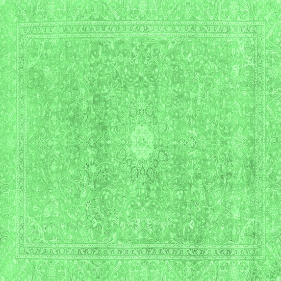 Ahgly Company Indoor Square Abstract Emerald Green Modern Area Rugs, 3' Square