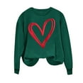 thumbnail image 4 of ibuvkizy Valentine's Day Sweatshirt for Women Round Neck Printed Sweatshirts Long Sleeved Pullover Top Sweatshirt Green,S, 4 of 4