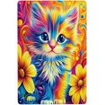 thumbnail image 1 of Letreros metálicos de gatitos y flores de colores, decoración de pared de hojalata de 8 x 12 pulgadas, 1 of 8