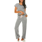 U.S. Polo Assn. Women's and Women's Plus Short Sleeve Top and Pants 2-Piece Lounge Pajama Set