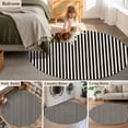 thumbnail image 6 of Black Striped Large Area Rugs for Bedroom Living Room, Soft Non Slip Carpet Bedside Rug, Modern Simple Farmhouse Beige Vintage Round Floor Cover Kitchen Accent Rug 7' for Dining Room/Office, 6 of 9
