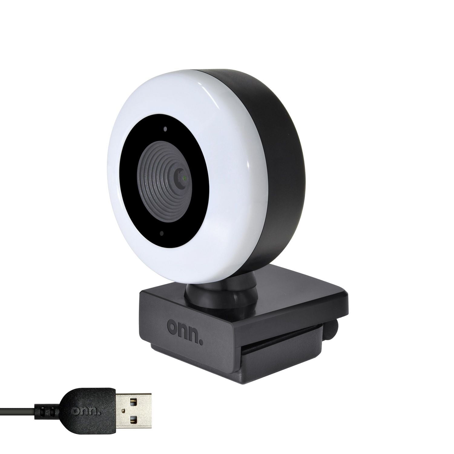 onn. 1440p Swivel Head Ring Light Webcam