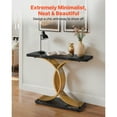 thumbnail image 2 of KFFKFF 39-inch Gold Console Table, Modern Rectangular Desk for Entryway, Slim Sofa Table with Metal Legs, Ideal for Hallway, Bedroom, Living Room, or Foyer, Simple Assembly, 2 of 9
