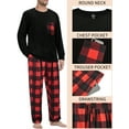 thumbnail image 4 of GENTS BLISS Men Pajamas Set Long Sleeve 2 Piece Set Crewneck Shirts with Pocket and Plaid Soft Bottoms Sets Sleep Pajamas for Men, 4 of 7