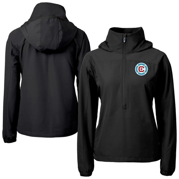 Women's-Cutter & Buck Black Chicago Fire Charter Eco Recycled Full-Zip Anorak Jacket