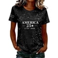 thumbnail image 3 of 250 Anniversary Usa Shirt Summer Tops for Women Graphic Tees Stylish Printed Short Sleeve Round Neck Comfortable Casual Daily Everyday Wear, 3 of 5