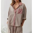 thumbnail image 4 of Cozy Flannel Plaid Pajama Set for Women 2025 | Autumn Winter Soft Thermal Sleepwear Lounge Set, Long Sleeve Shirt with Pants, Holiday Gift Idea, 4 of 7