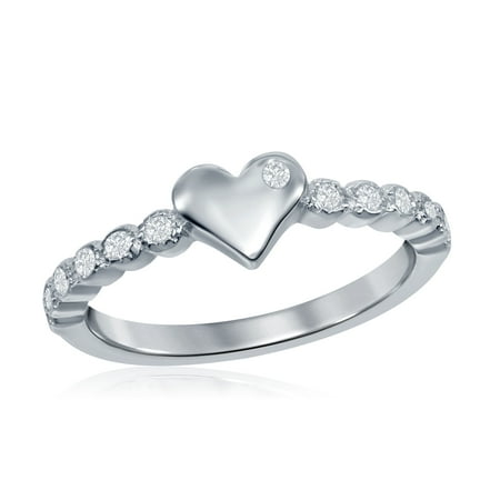 Baby And Girls 925 Sterling Silver Cubic Zirconia Love Heart Cute Ring Size 3' 4' 5