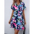 thumbnail image 6 of Womens Summer Shirt Dress Short Sleeve Floral Shift Dress Casual Loose Flowy Beach Sundress Deep M, 6 of 9