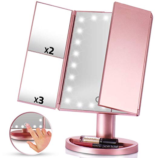 Shookone Makeup Mirror Vanity, Tri Fold Vanity Mirror With Led Lights