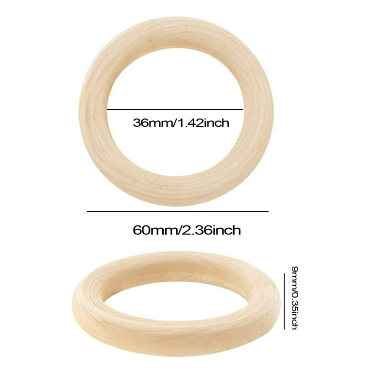 30Pcs 70mm Wood Rings,Wooden Ring Wood Circles for DIY Crafts, Macrame  Plant Hanger,Ornaments and
