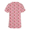 thumbnail image 3 of TIMIFIS Hauts de Sarrau pour Femmes Imprimés Sarrau Saint-Valentin Uniforme de Travail Manches Courtes Col en V Blouse T-shirt de Travail avec Poches - Imprimé Rouge, 3 of 3