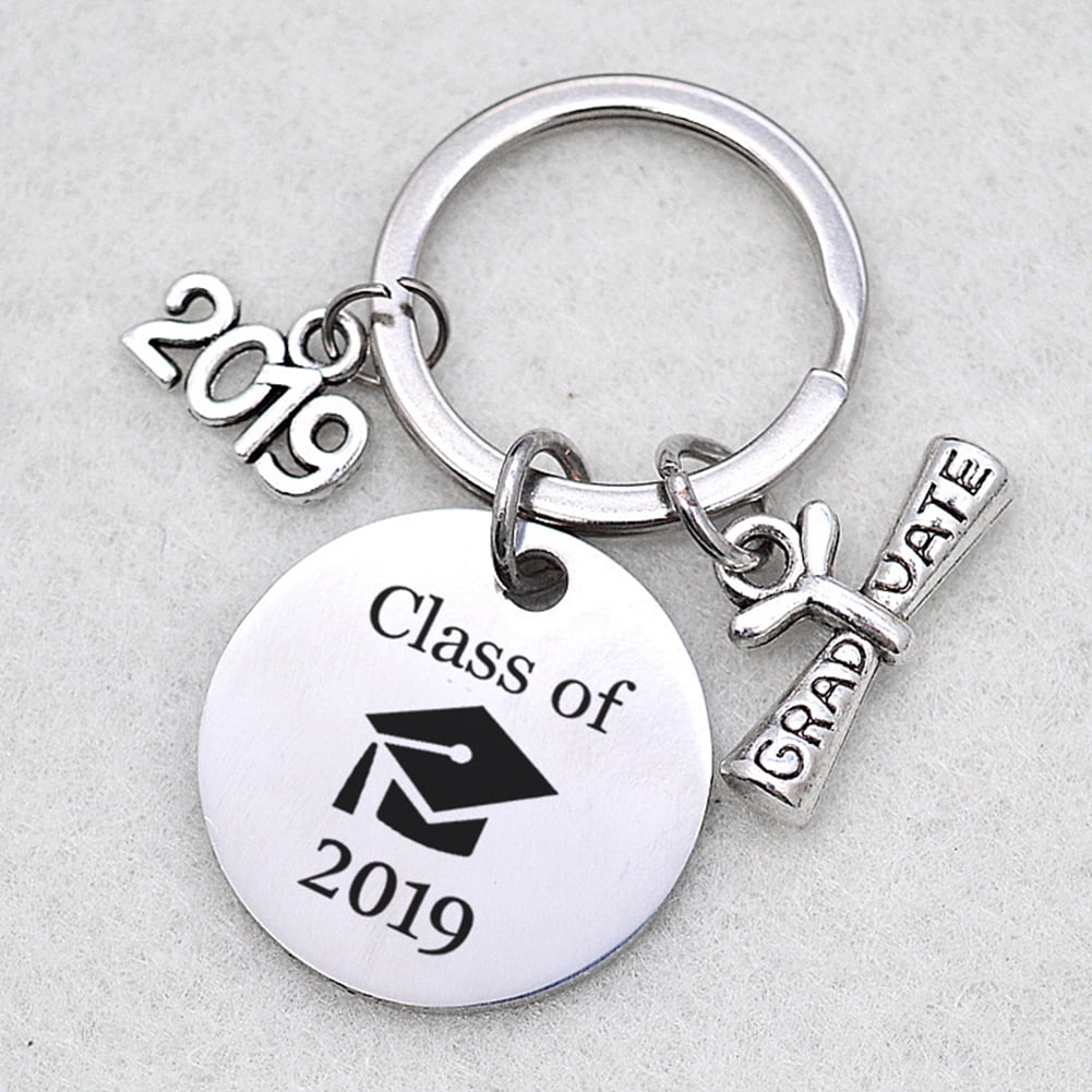 Ss-Lqlhy Class of 2019 English Letter Graduate Keychain Key Ring Holder Organizer Gift Silver Regular