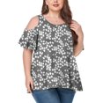 thumbnail image 1 of CHOK Women‘s Plus Size Cold Shoulder Tunic Top Summer Short Sleeve Blouse, 1 of 7