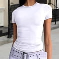 thumbnail image 2 of CENGNIAN Women's T-Shirts Short-Sleeve Crew-Neck Shirts Tops Classic-Fit Breathable Casual Summer Tees White,Size XL, 2 of 6