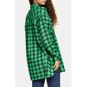 Women's Topshop Casual Oversize Check Shirt, Size 4 US - Green