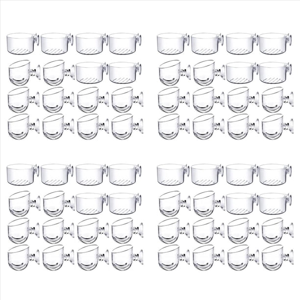 64 Vasos para Plantas Acuáticas, Maceta Acrílica Transparente para Plantas Acuáticas con Succión, Decoración de Acuario, 2 Formas