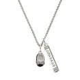 thumbnail image 1 of Delight Jewelry Silvertone Black Enamel Baby Shoe with Bow Silvertone Courage Strength Wisdom Honesty Bar Charm Necklace, 23", 1 of 4