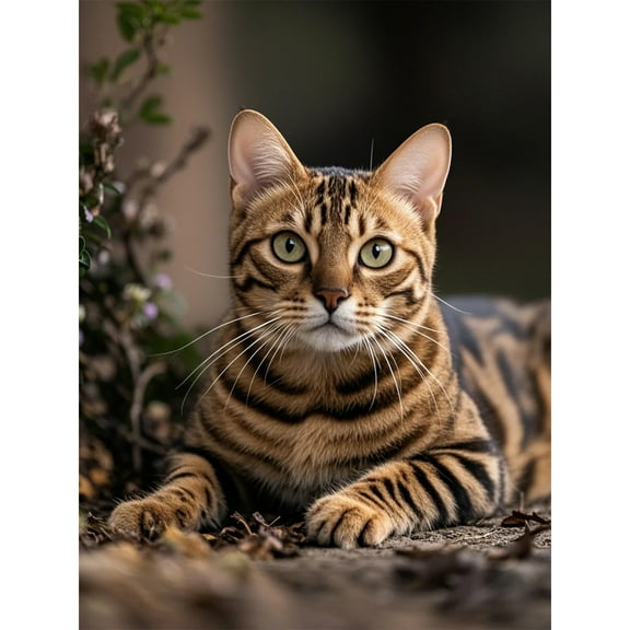 Lcdjbfbf Bengal Cat Diamond Art 5D Diamond Painting DIY Kits Full Round Drill Rhinestones by Number Stitch Arts and Crafts for Living Room Home Wall Decor 12x16 inch / 30x40cm