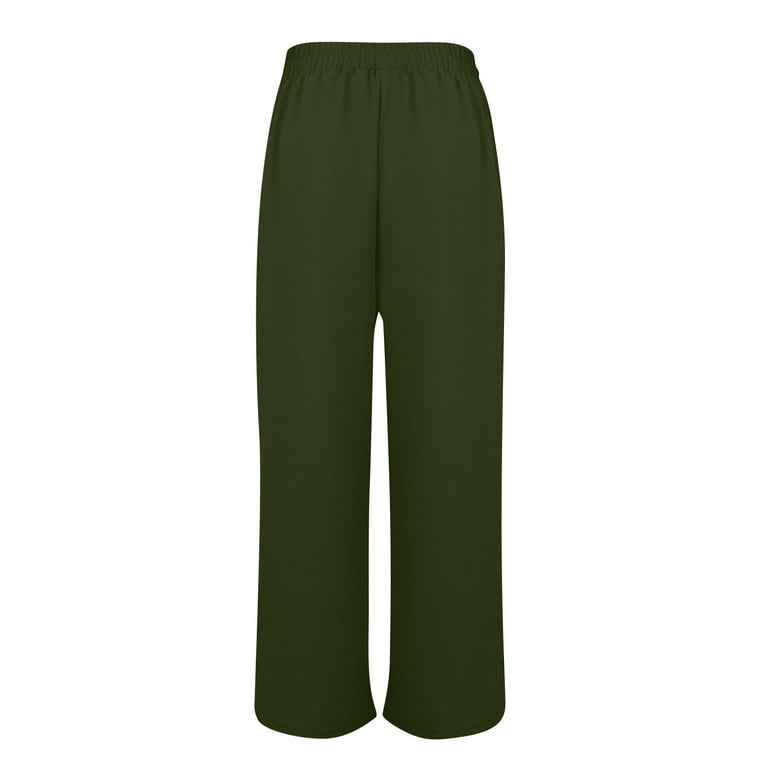 Zkuisw Harla Pants for Women Wide Leg Solid Color Casual Pants High Waist  Straight Leg Business Casual Trousers with Pockets, A1_army Green, Small :  : Clothing, Shoes & Accessories