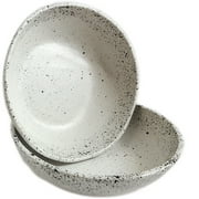 roro White Ceramic Stoneware Bowl Set with Black Speckled Spotted Egg Pattern, 7 Inch Set of 2