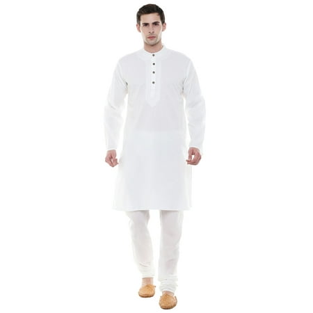 In-Sattva Men's Indian Two-Piece Ensemble White Kurta Pajama Pure