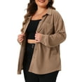 thumbnail image 4 of Agnes Orinda Women's Plus Size Waffle Knit Shirt Jacket Casual Long Sleeve Button Down Blouses 1X Brown, 4 of 6
